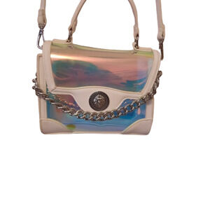 White Holographic Chic Clear with Chain Handle Bag.